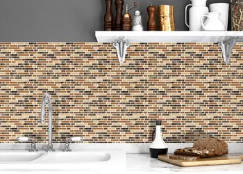 autocolant perete imitatie faianta bej si maro folina romana rola 67x200cm afp17 s00