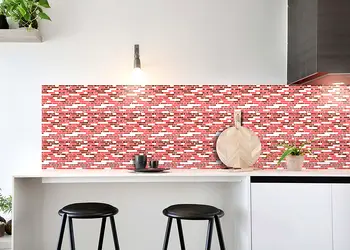 autocolant perete imitatie faianta rosie folina indila rola 67x200cm afp21 s00