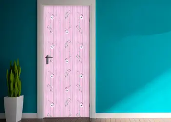 autocolant usa folina lemn roz cu model floral