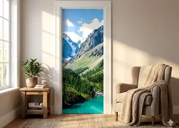 autocolant usa si panouri decorative peisaj alpin cu efect 3d
