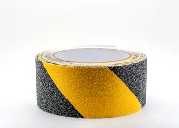 banda antialunecare autoadeziva cu granulatie grosiera dungi galben negru scari podele s0