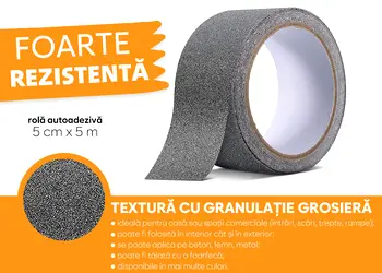 banda antialunecare autoadeziva cu granulatie grosiera gri scari podele s0
