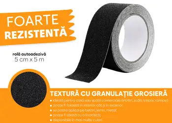 banda antialunecare autoadeziva cu granulatie grosiera negru scari podele s0
