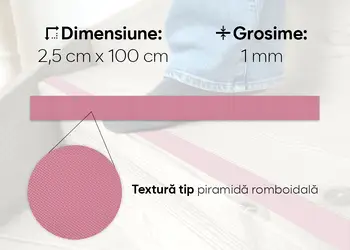 banda antiderapanta autoadeziva roz rola latime 2cm s0