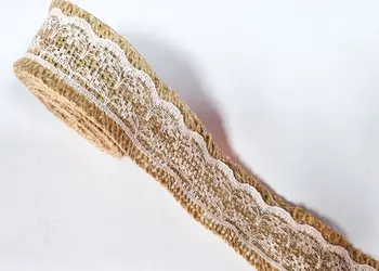 banda iuta cu dantela alba