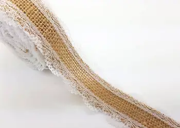 banda iuta cu dantela alba pe margini model 3