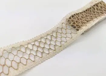 banda iuta impletita cu margini crem 4 195 cm