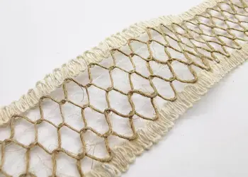 banda iuta impletita cu margini crem 4 195 cm