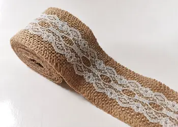 banda iuta natur cu dantela