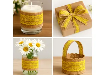 banda iuta cu dantela galbena