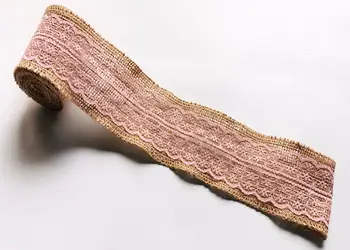 banda iuta cu dantela roz pal