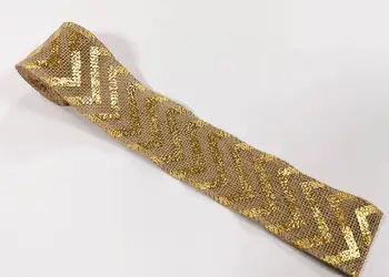 banda iuta natur cu model auriu 6 200 cm