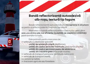 banda reflectorizanta autoadeziva de contur alb rosu pentru siguranta rutiera s1