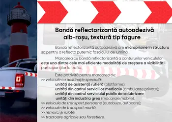 banda reflectorizanta autoadeziva de contur cu sageti alb rosu pentru siguranta rutiera s1