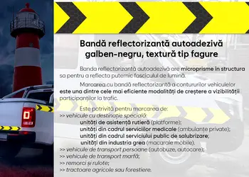 banda reflectorizanta autoadeziva de contur sageti galben negru siguranta rutiera s1