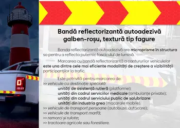 banda reflectorizanta autoadeziva de contur sageti galben rosu siguranta rutiera s1