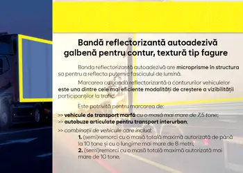 banda reflectorizanta autoadeziva de contur galben pentru siguranta rutiera rola s1