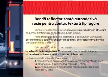 banda reflectorizanta autoadeziva de contur rosu pentru siguranta rutiera rola s1