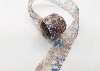 banda satin folina bej cu model floral 4 cm 10 m