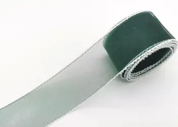 banda satin folina verde cu margini albe 4 cm 10 metri