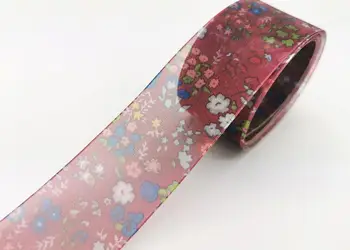 banda satin folina visinie cu flori 4 cm 10 m