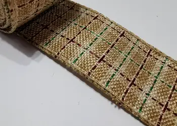 banda textila decorativa bej cu carouri