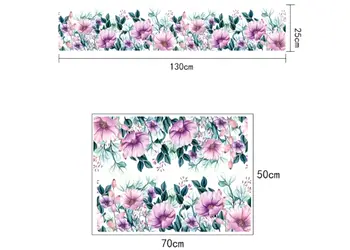 sticker perete bordura cu flori mov