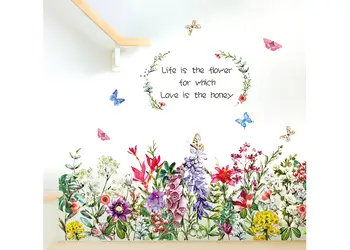 sticker bordura decorativa cu flori de camp multicolore