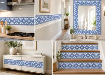 autocolant cu motive traditionale albastre