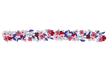 bordura decorativa autoadeziva model floral in nuante de rosu si albastru 30 200 cm