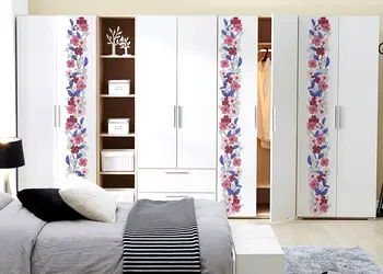 bordura decorativa autoadeziva model floral in nuante de rosu si albastru 30 200 cm