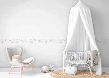 bordura tapet pentru camera copii alba cu iepurasi