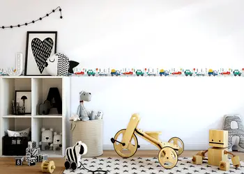 bordura tapet pentru camera copii model masini colorate