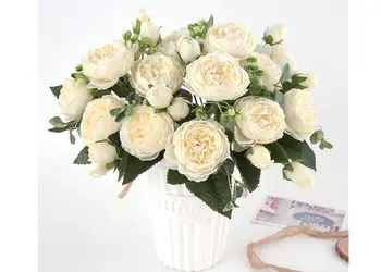 buchet flori artificiale bujori crem 30 cm