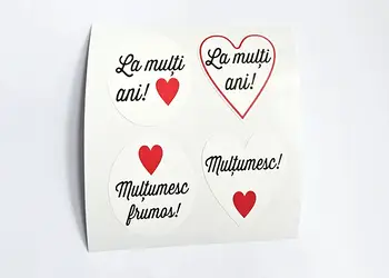 buline autoadezive albe cu mesaje la multi ani si multumesc