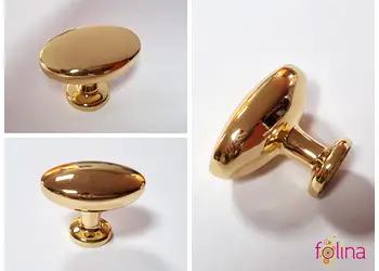 buton mobila metalic auriu lucios folina forma ovala