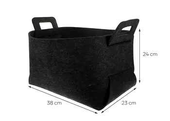 cos de depozitare si organizare din pasla neagra doua manere folina pliabil s000