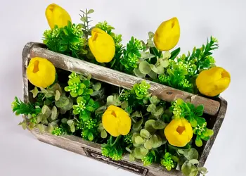 ladita decorativa cu lalele galbene