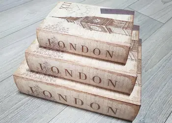 set 3 cutii decorative din lemn london