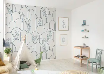 decor camera copii cu fototapet si tablouri hide away bambi