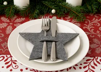 set 12 suport decorativ pentru tacamuri masa de craciun