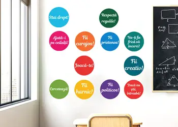 set autocolant tabla de scris si buline colorate cu mesaje decor pentru gradinita si scoala