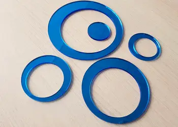 decoratiune perete cercuri oglinda albastra