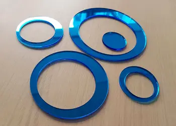 decoratiune perete cercuri oglinda albastra