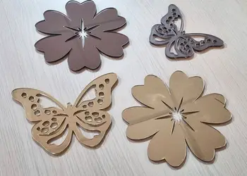 decoratiuni flori si fluturi din oglinda bronz si aurie