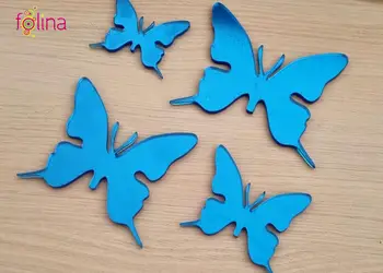 set 4 stickere oglinda fluturi albastri