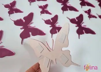 set 4 stickere oglinda fluturi roz