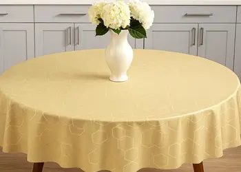 fata de masa rotunda bej material impermeabil