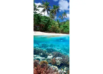 folie cabina dus folina model plaja exotica autoadeziva 100 210 cm