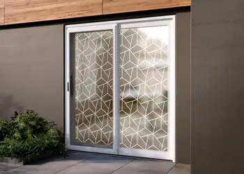 folie autoadeziva sablare usa din sticla imprimeu linii albe